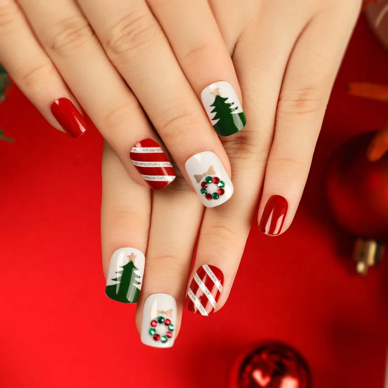 Artful Nail Extensions with Glitter and Rhinestone Embellishments Stornfield