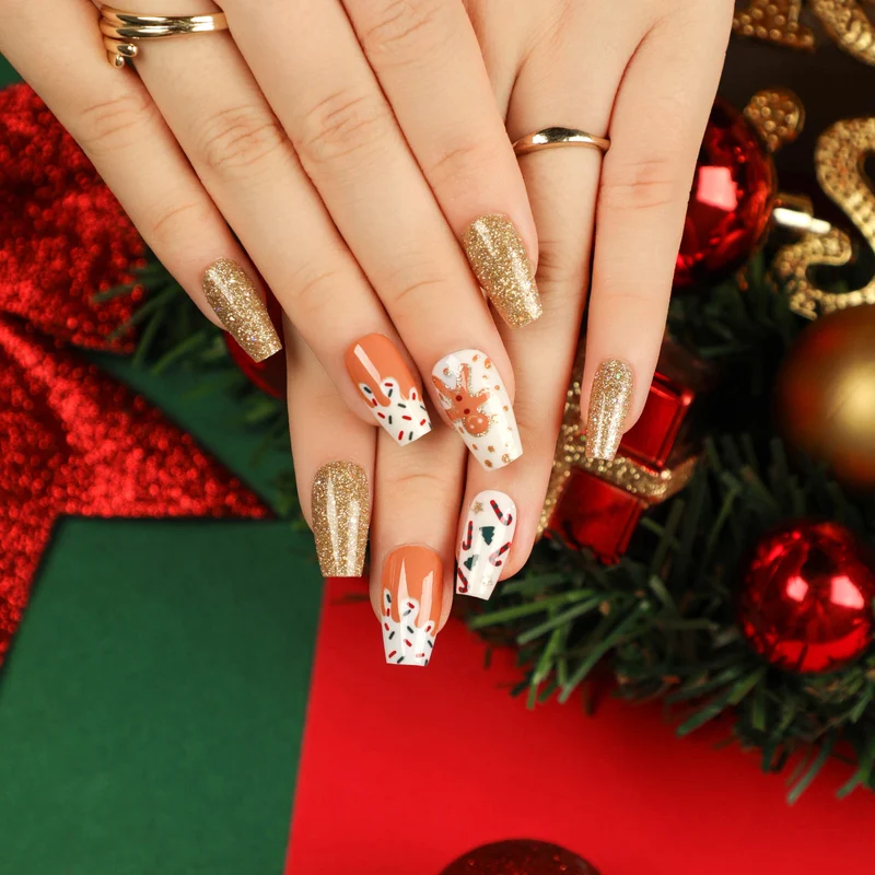 Artful Nail Extensions with Glitter and Rhinestone Embellishments Stornfield