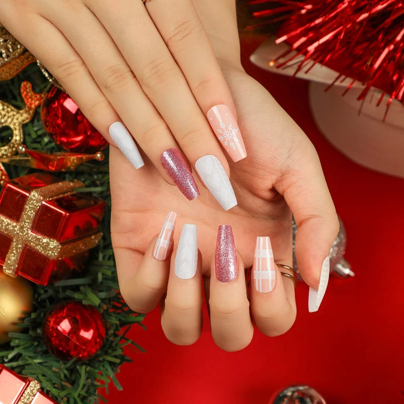 Artful Nail Extensions with Glitter and Rhinestone Embellishments Stornfield