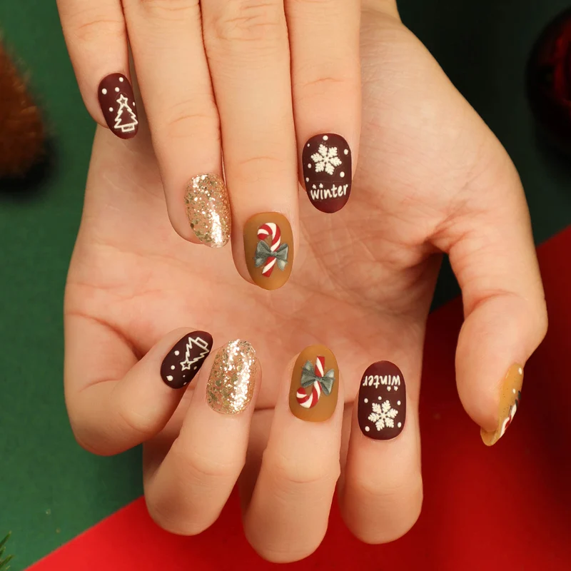 Artful Nail Extensions with Glitter and Rhinestone Embellishments Stornfield