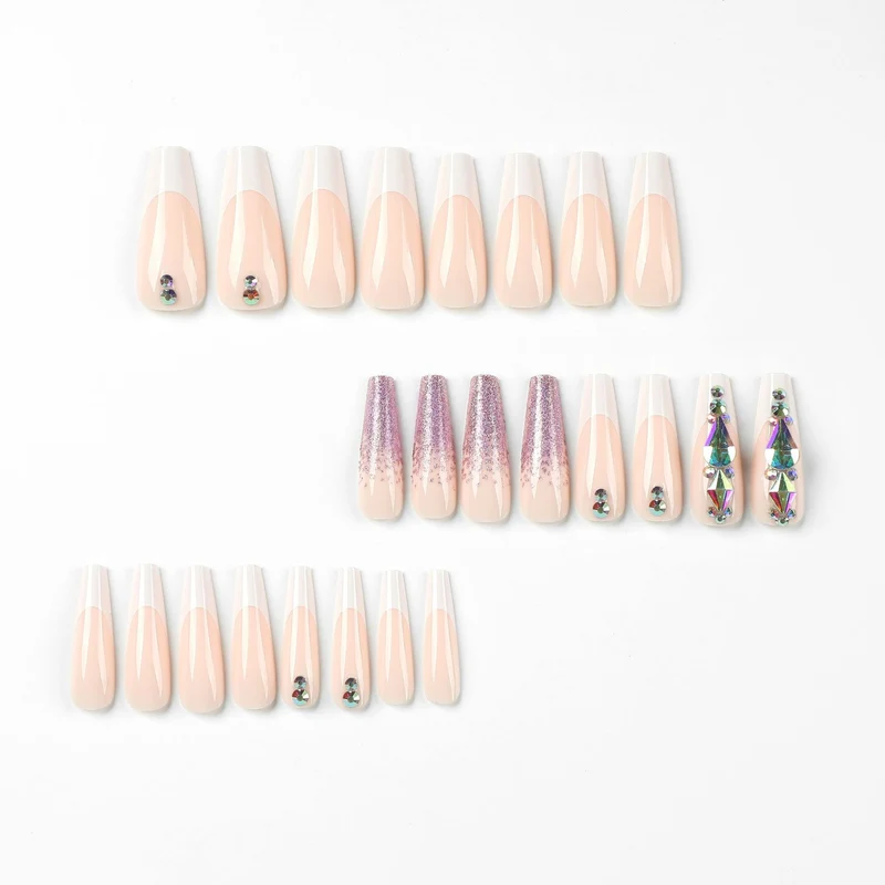 Artful Nail Extensions with Glitter and Rhinestone Accents Stornfield