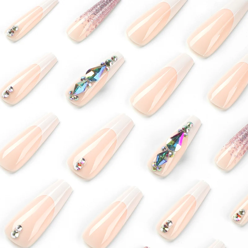 Artful Nail Extensions with Glitter and Rhinestone Accents Stornfield