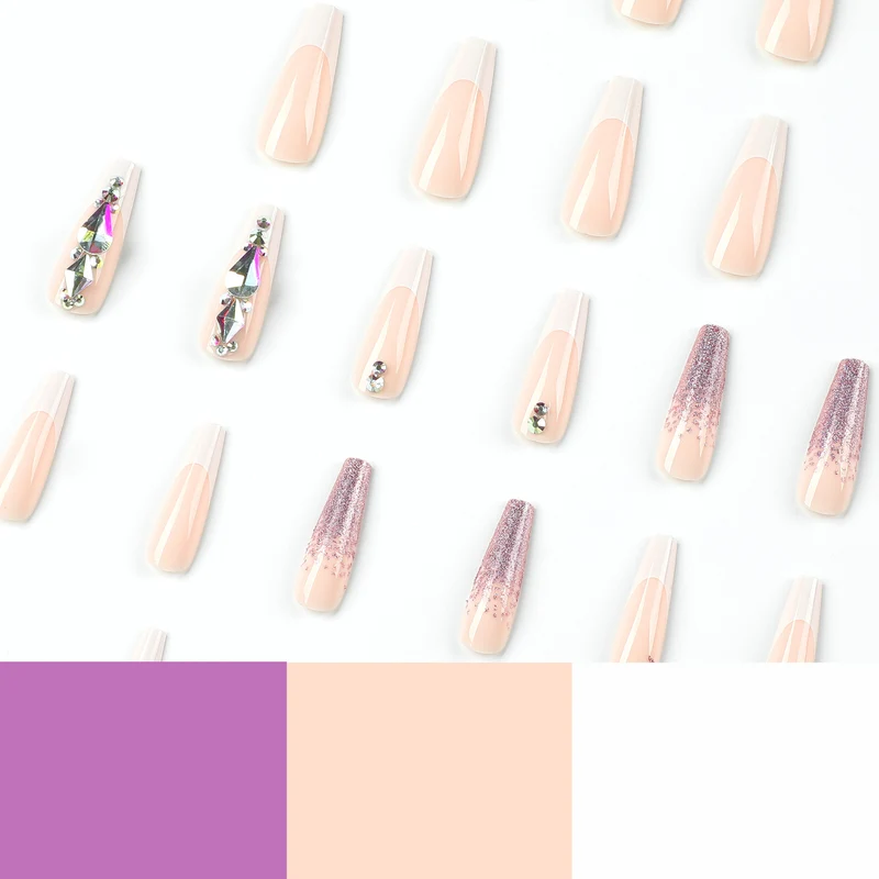 Artful Nail Extensions with Glitter and Rhinestone Accents Stornfield