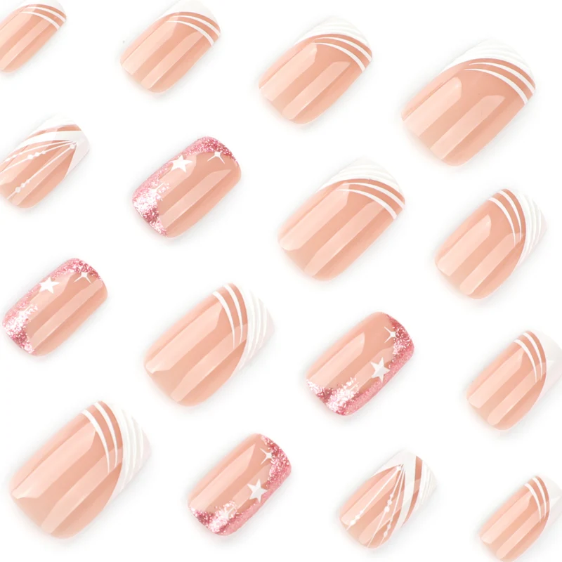 Artful Nail Extensions with Glitter and Star Design Stornfield