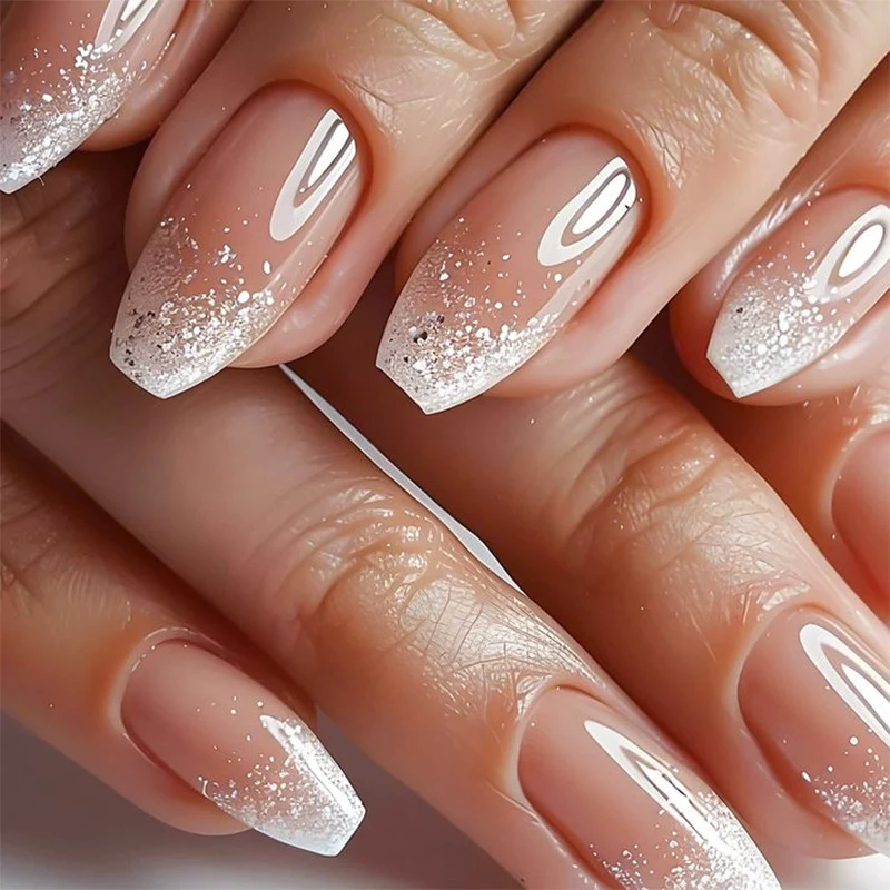 Artistic Nail Extensions with Glitter and Ombre Effect Stornfield