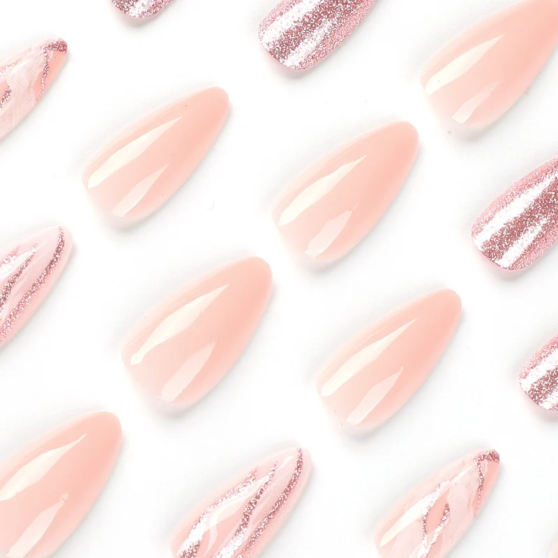 Artful Nail Extensions with Glitter and Marble Design Stornfield