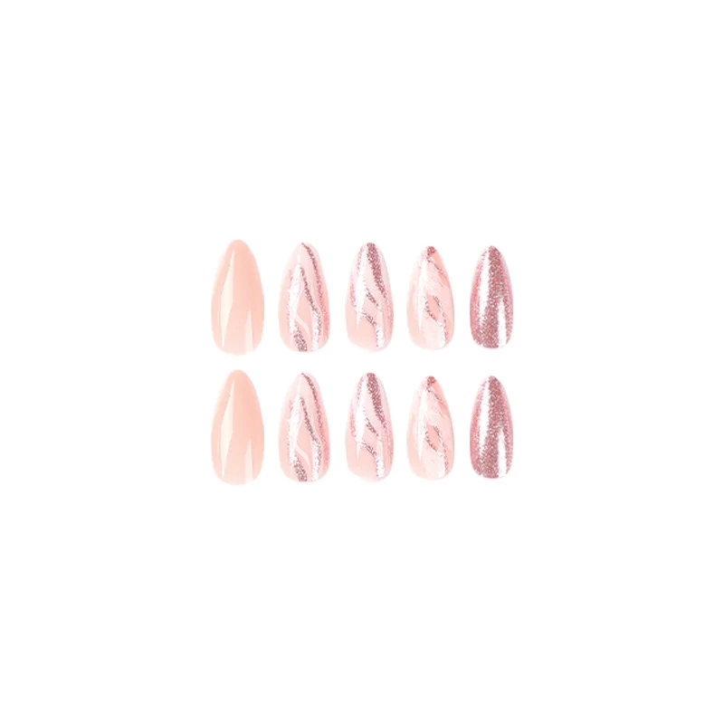Artful Nail Extensions with Glitter and Marble Design Stornfield