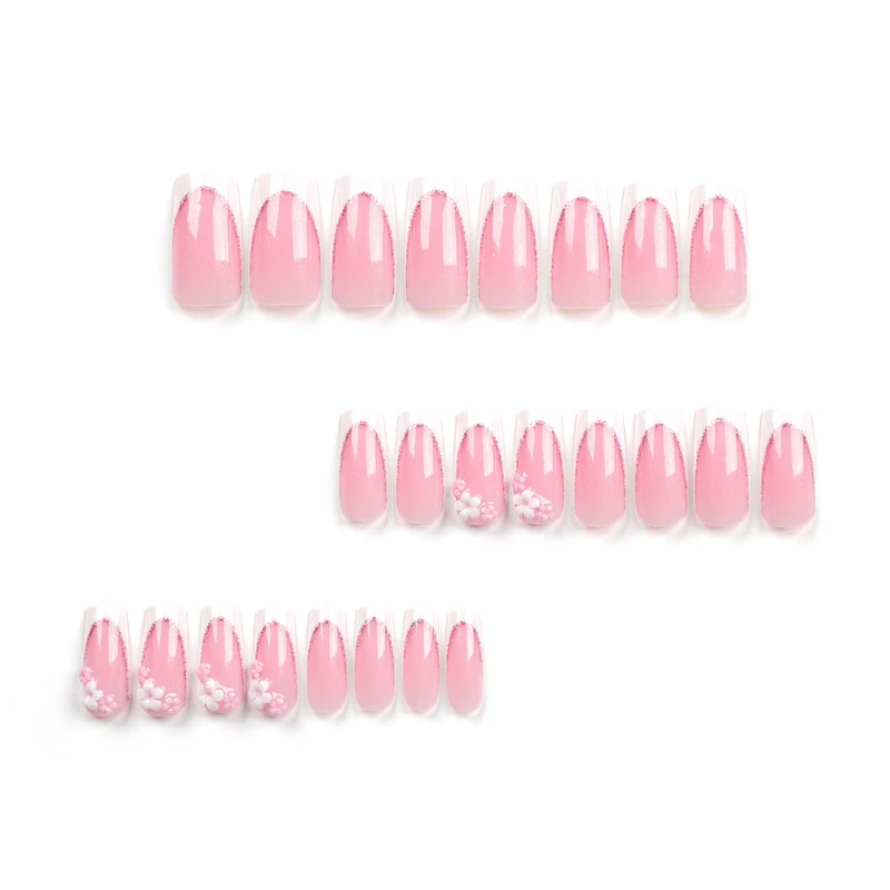 Artful Nail Extensions with Glitter and Flower Accents Stornfield