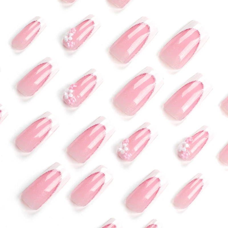 Artful Nail Extensions with Glitter and Flower Accents Stornfield