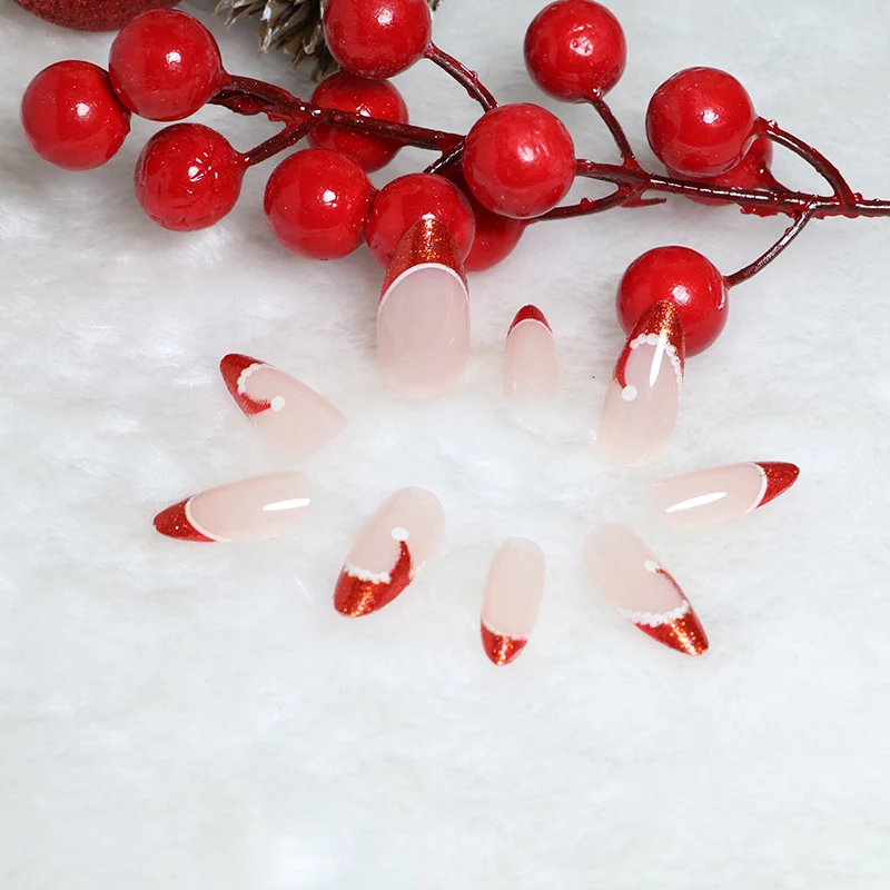 Festive French Tip Press-On Nail Set Stornfield