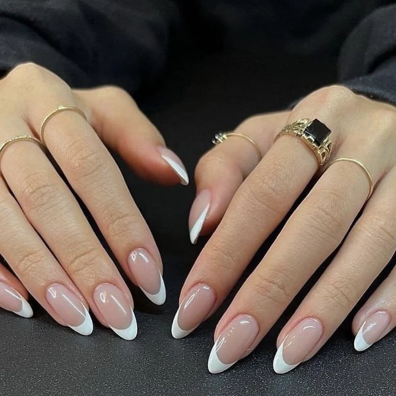 Elegant Stiletto French Tip Press-On Nails Stornfield