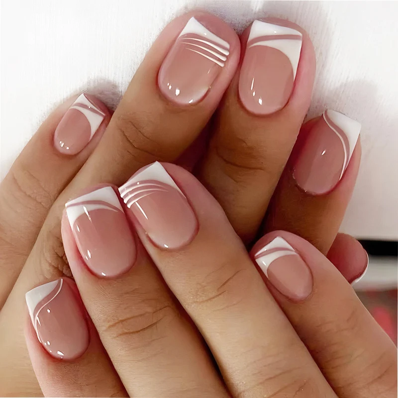 Elegant French Tip Press-On Nails Stornfield