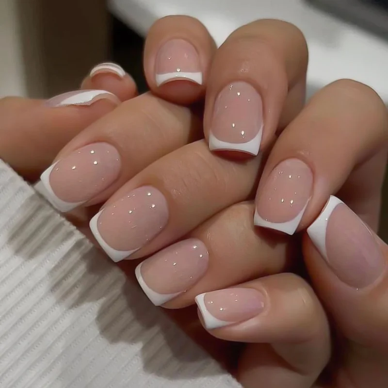Elegant French Tip Press-On Nails Stornfield