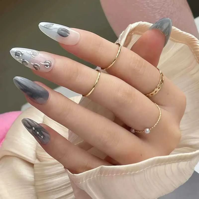 Artistic Stiletto Press-On Nail Design Stornfield