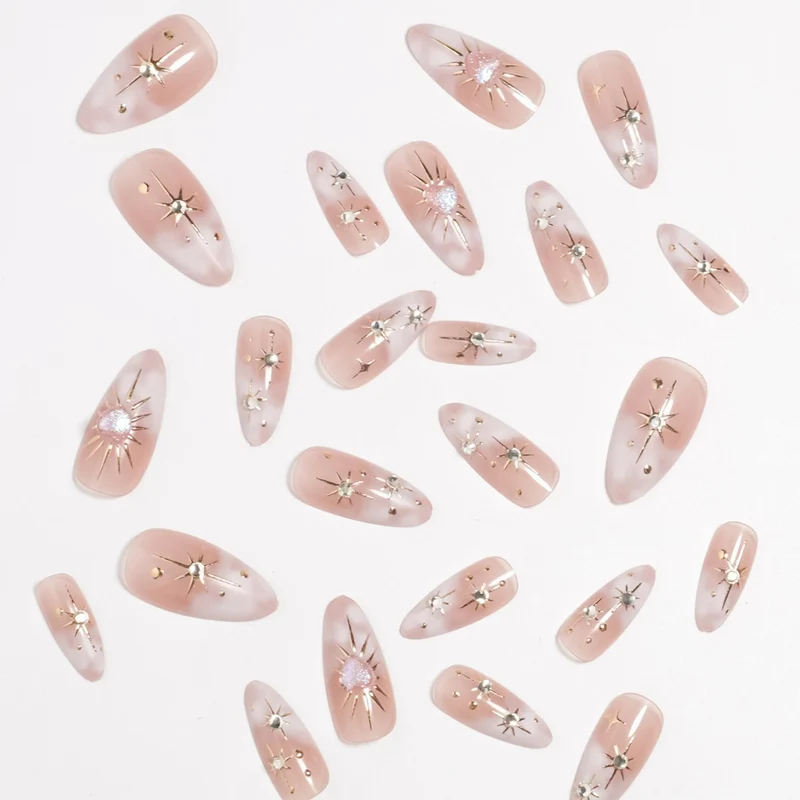 Artistic Star-Embellished Press-On Nail Set Stornfield