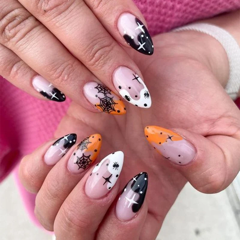 Artistic Halloween-Themed Press-On Nail Set Stornfield