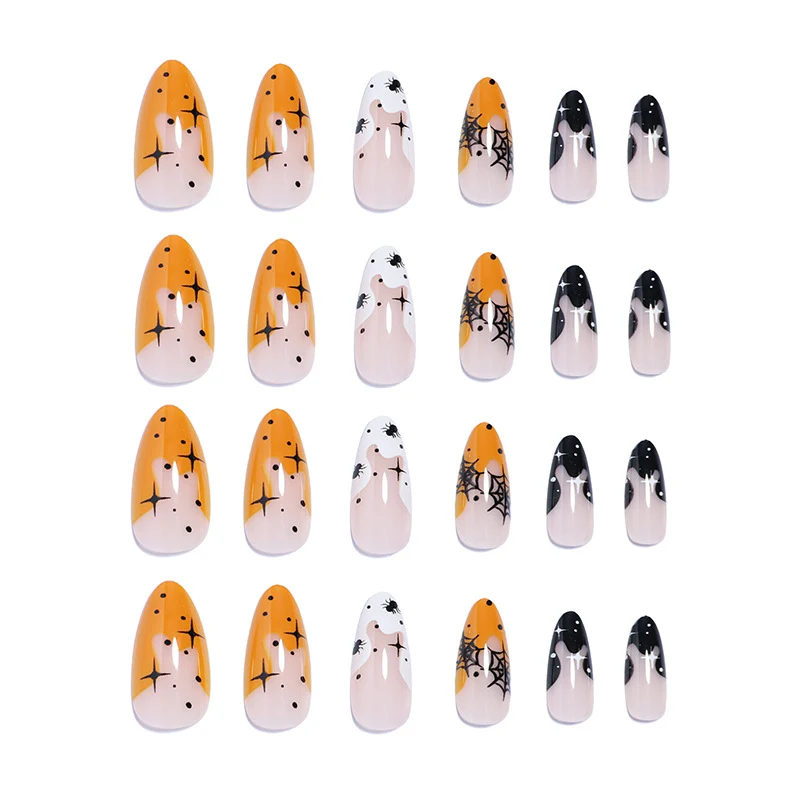 Artistic Halloween-Themed Press-On Nail Set Stornfield
