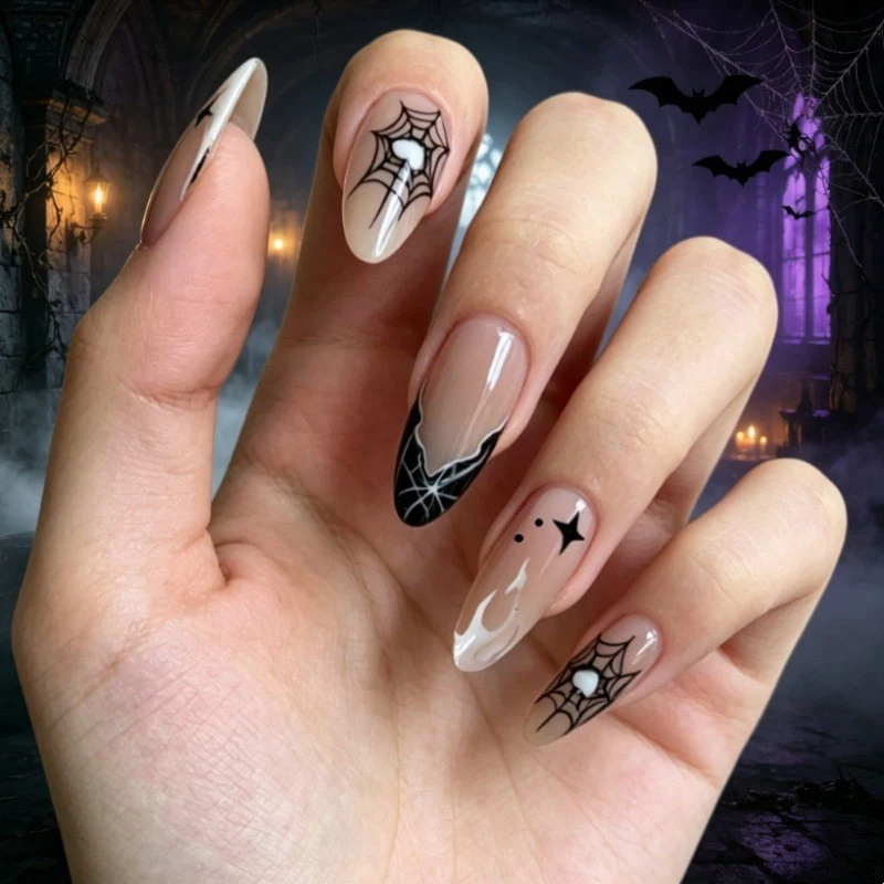 Artistic Halloween-Themed Press-On Nail Art Stornfield 1789805114