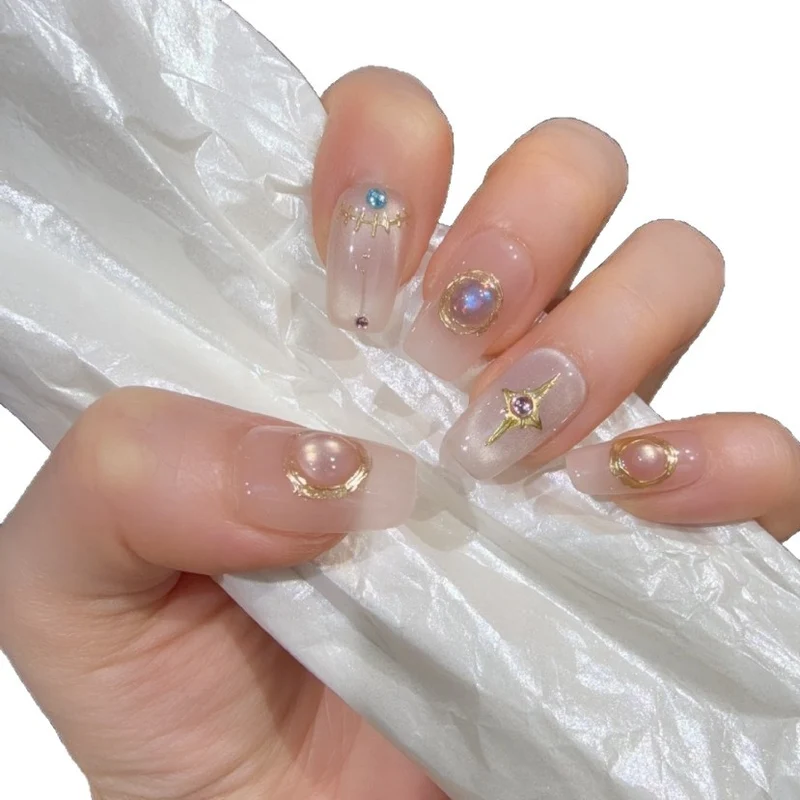 Decorative Press-On Nail Art Set with Gemstone Accents Stornfield