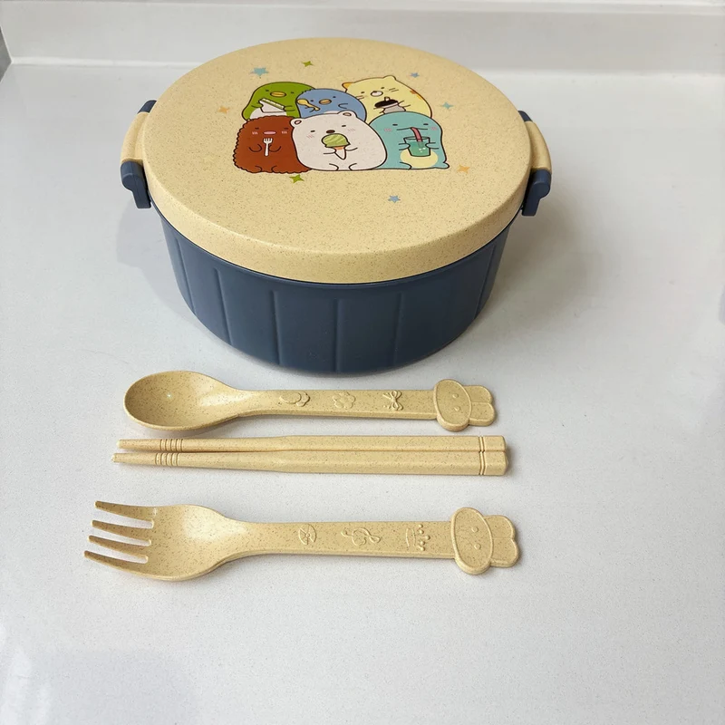 Fun Animal Print Bento Bowl with Cutlery Set