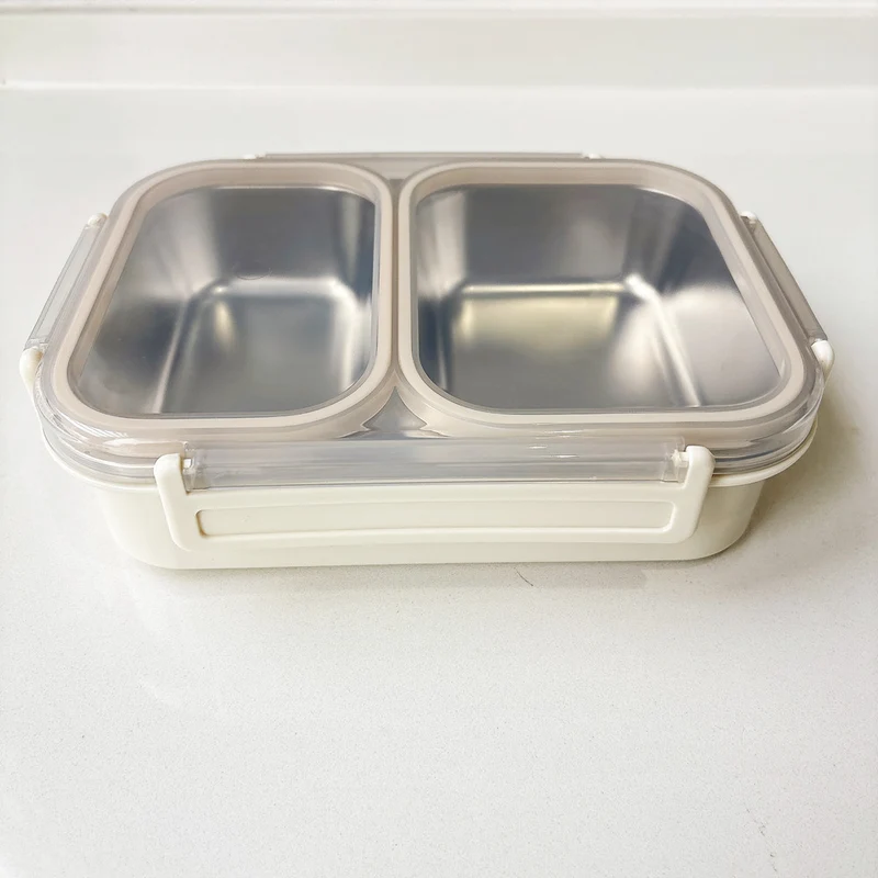 Dual-Compartment Steel Food Storage Container