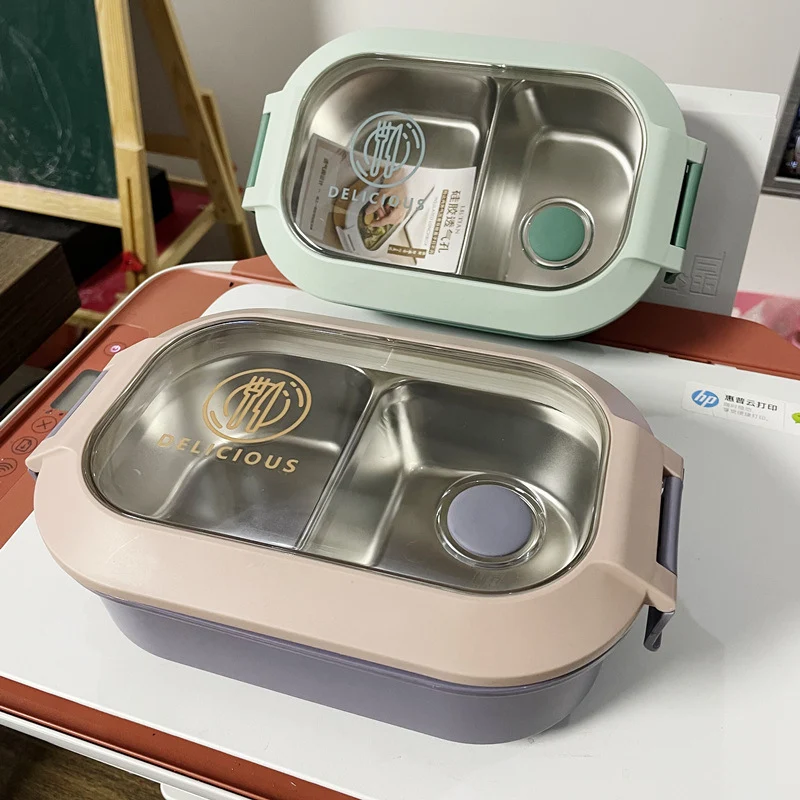 Multi-Compartment Leak-Proof Food Storage Container with Glass Lid