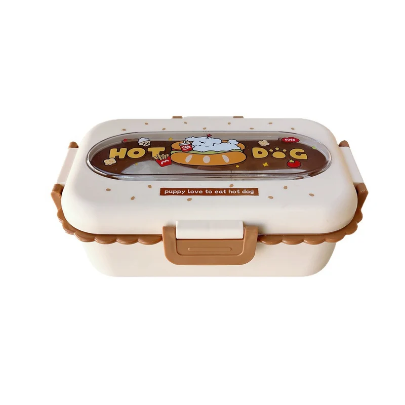 Cartoon-Themed Food Storage Bento Box With Utensils