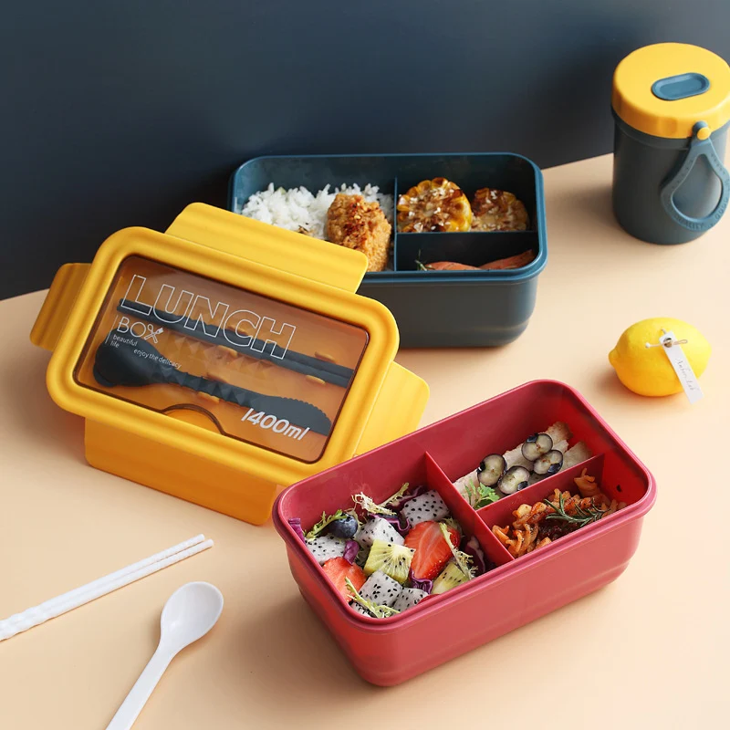 Multi-Compartment Lunch Storage Container with Utensils
