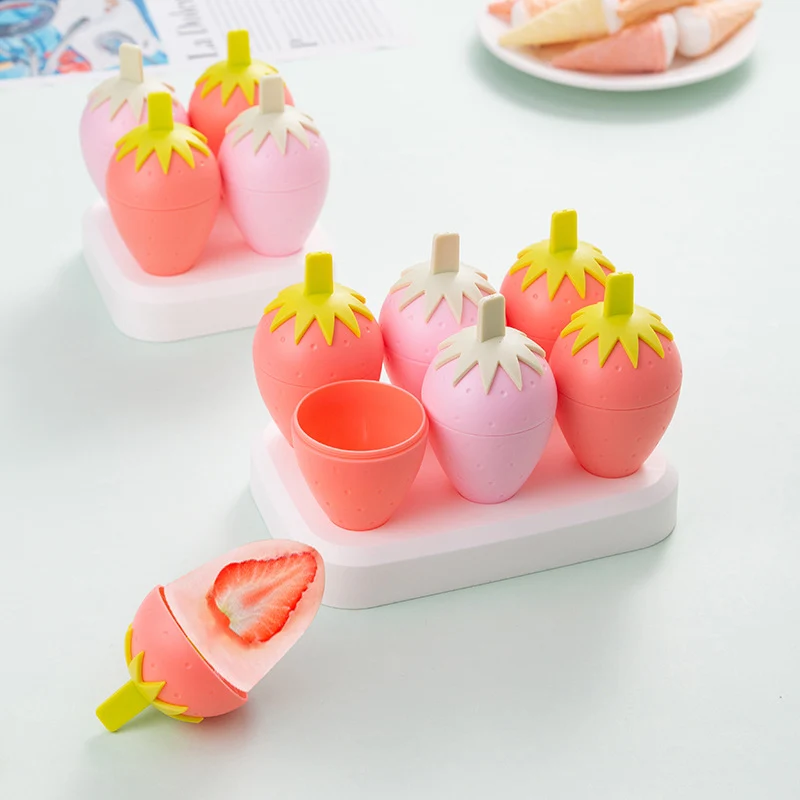 Fun Strawberry-Shaped Ice Cream Mold Set