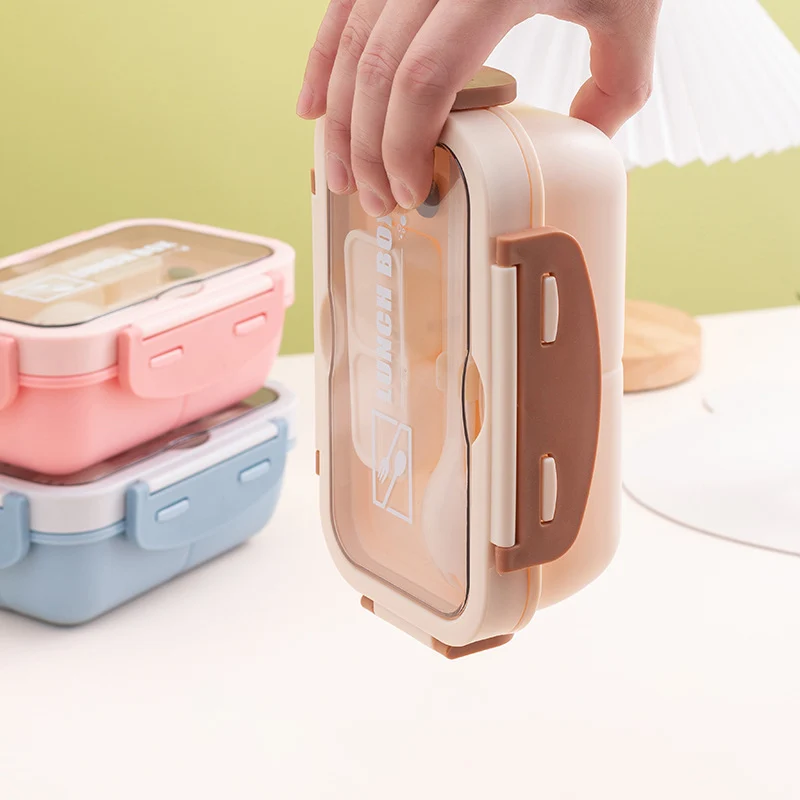 Versatile Multi-Compartment Lunch Box with Integrated Cutlery