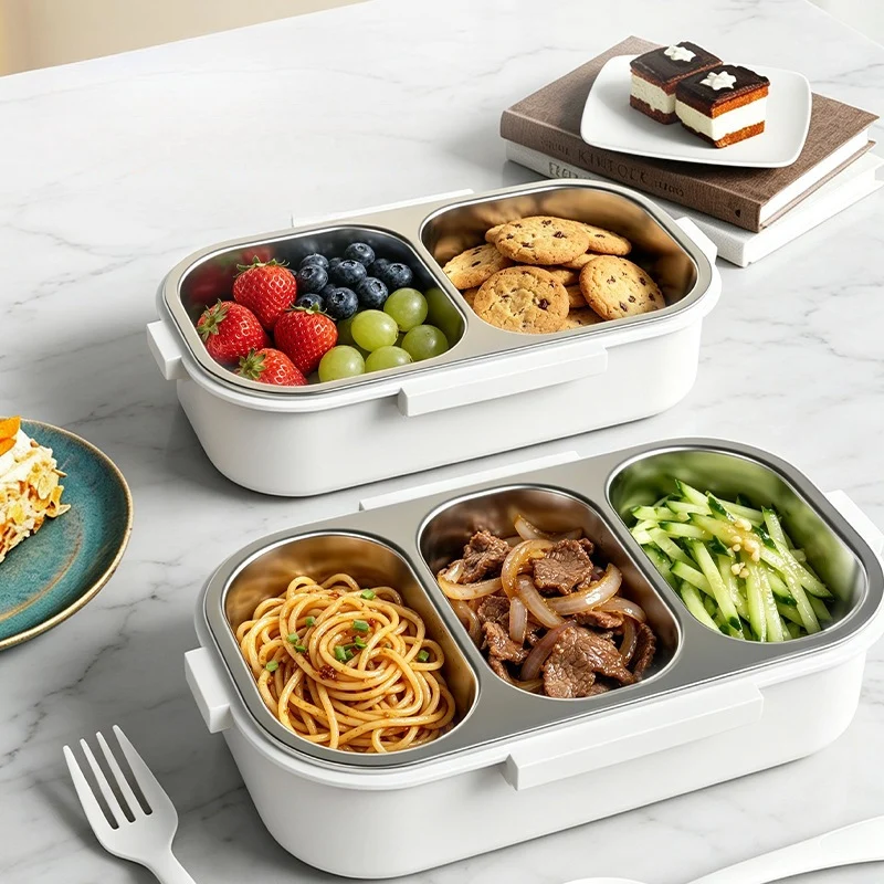 Triple-Compartment Food Storage Container