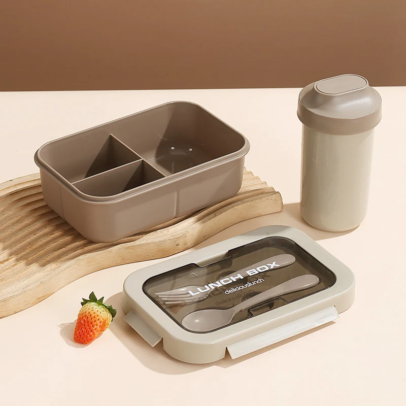 Multi-Layered Insulated Bento Lunch Box with Built-in Utensils