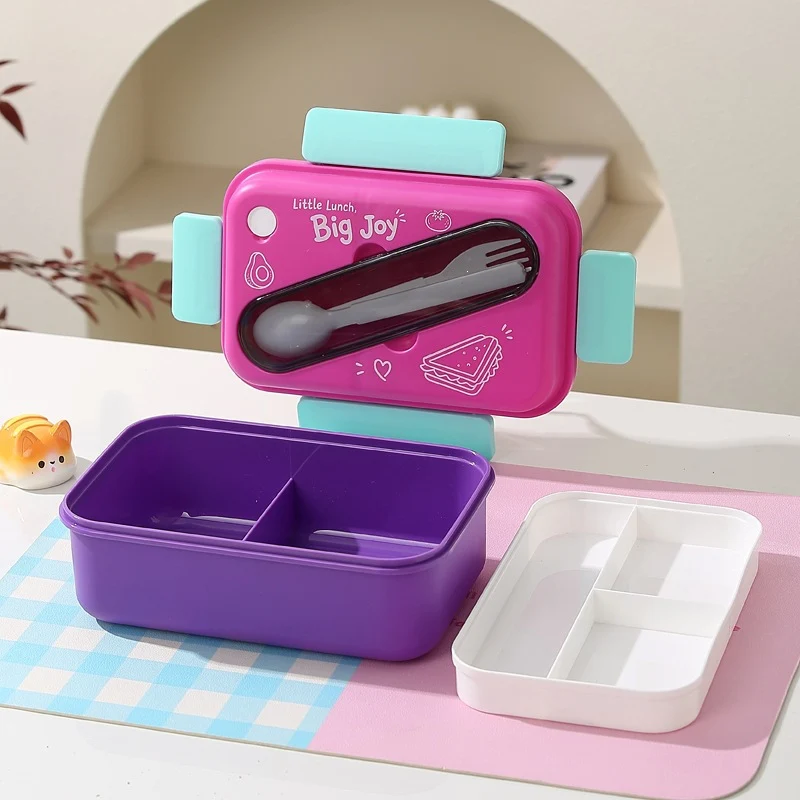 Multi-Compartment Lunch Box with Integrated Utensils