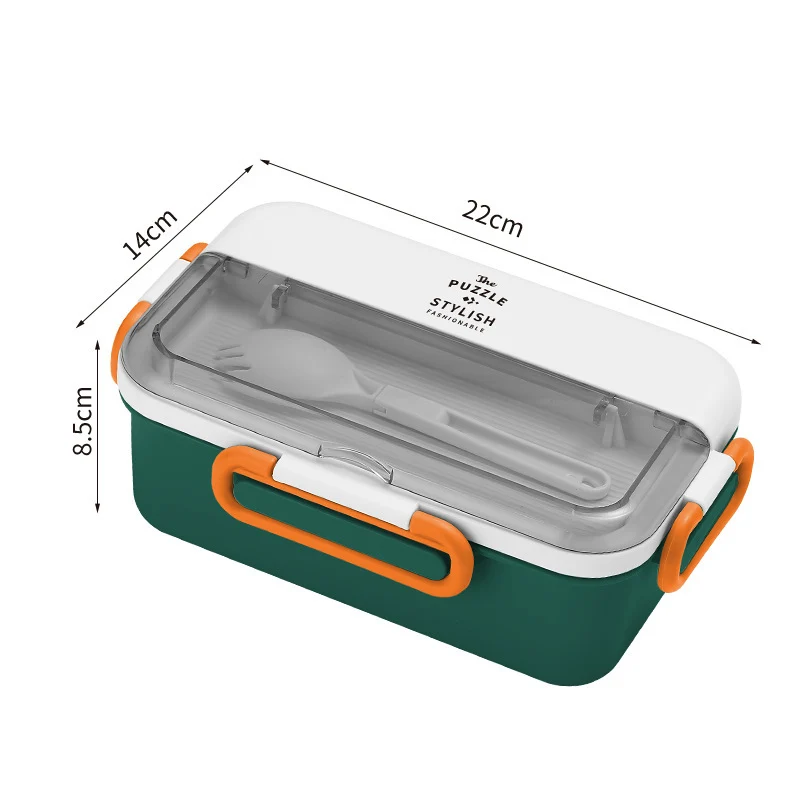 Multi-Compartment Lunch Box with Built-In Utensil Set