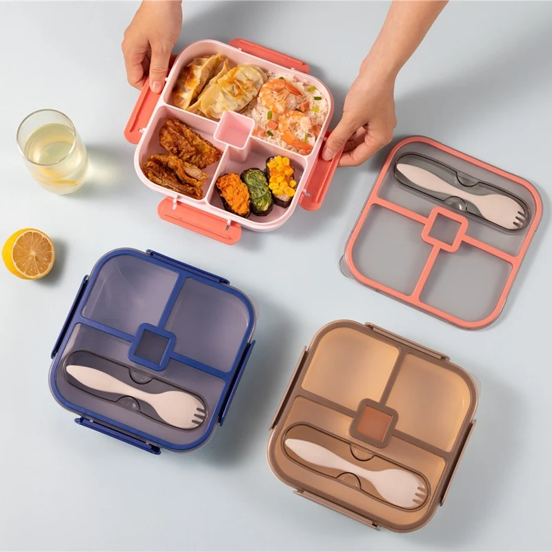 Multi-Compartment Insulated Food Container with Utensil Set