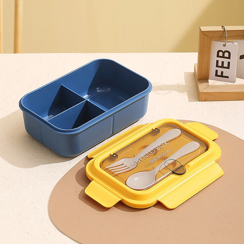 Multi-Compartment Bento Lunch Box with Integrated Utensils