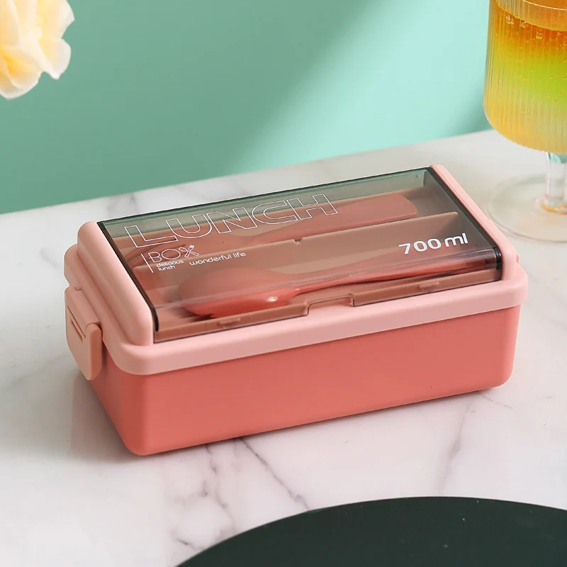 Multifunctional Food Storage Lunch Box with Built-In Utensil Set