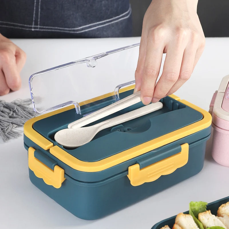 Multi-Sectional Food Storage Bento Box with Secure Locking Lid
