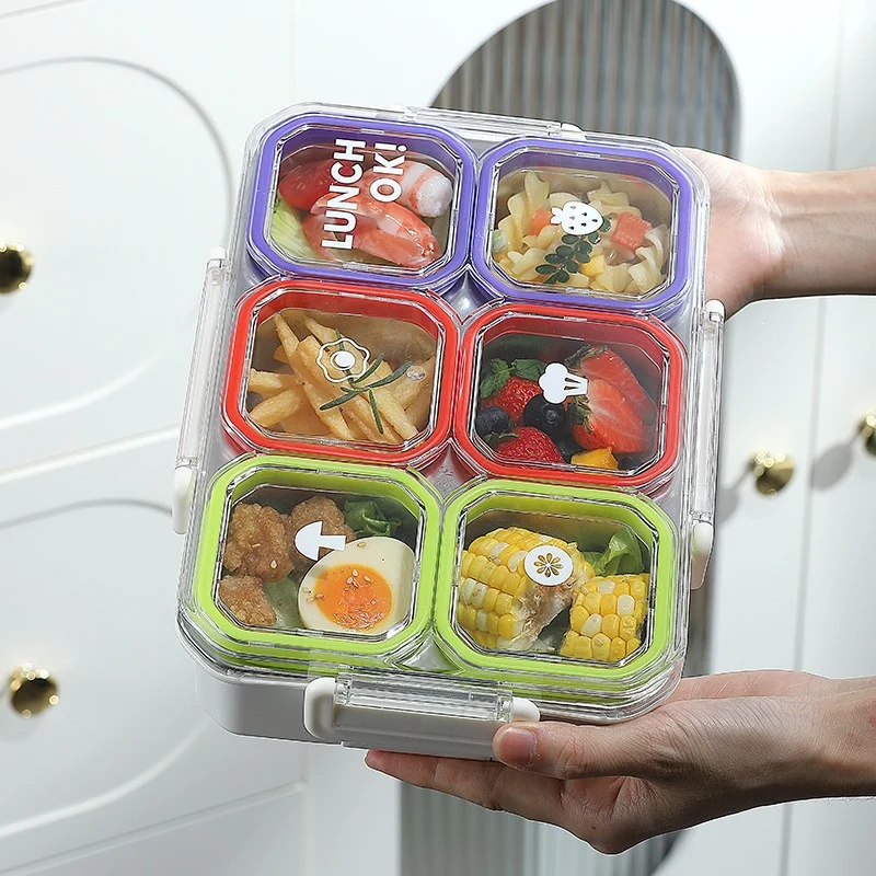 Multi-Section Food Storage Bento Box with Smart Locking Mechanism