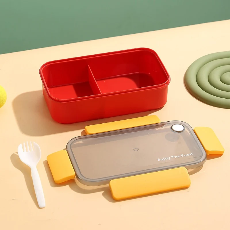 Multi-Section Eco-Friendly Lunch Box with Built-In Utensils