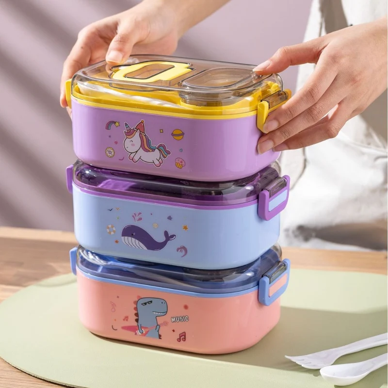 Cartoon-Themed Multi-Compartment Lunch Box
