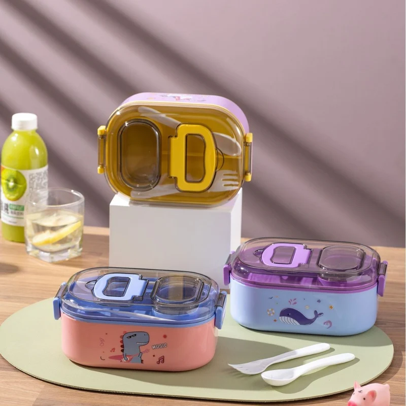 Cartoon-Themed Multi-Compartment Lunch Box