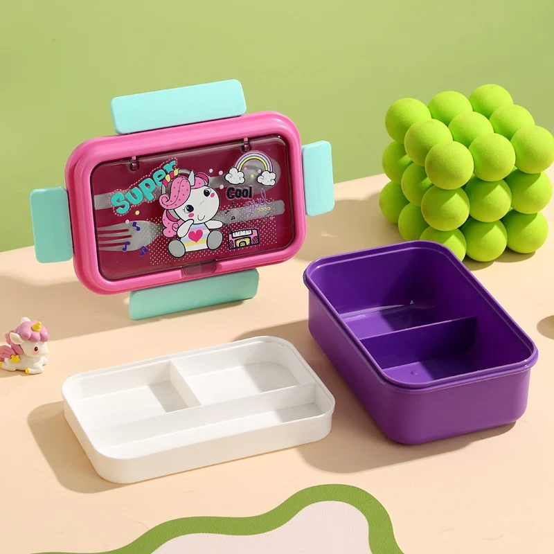 Cartoon-Themed Lunch Box with Divided Compartments