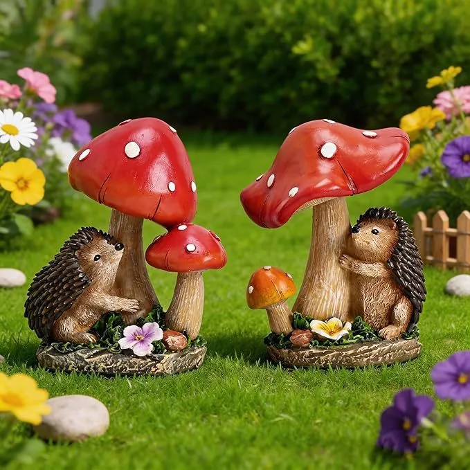 Cute decorative figure with hedgehog and fly agarics Stornfield