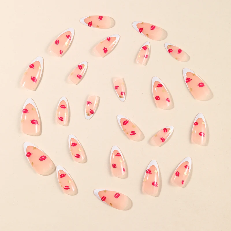 Elegante Kiss-Druck Französische Tipp Nail Art Extensions Karnz