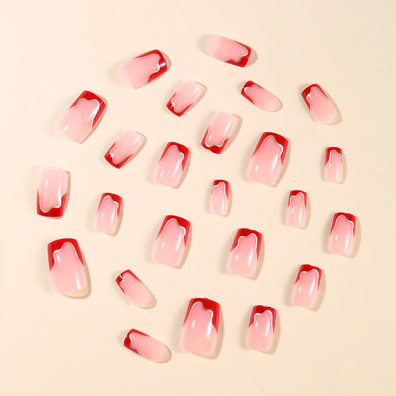 Elegante Französische Spitze Acryl Nagelkunst Erweiterungen Karnz