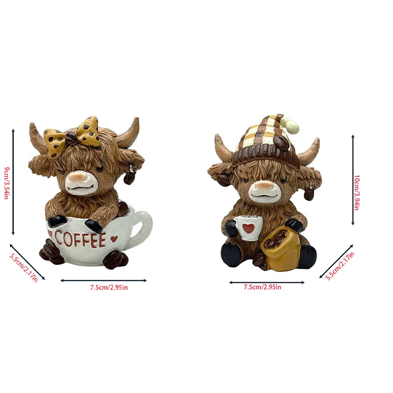 Decorative figure of a Highland cow with accessories Stornfield