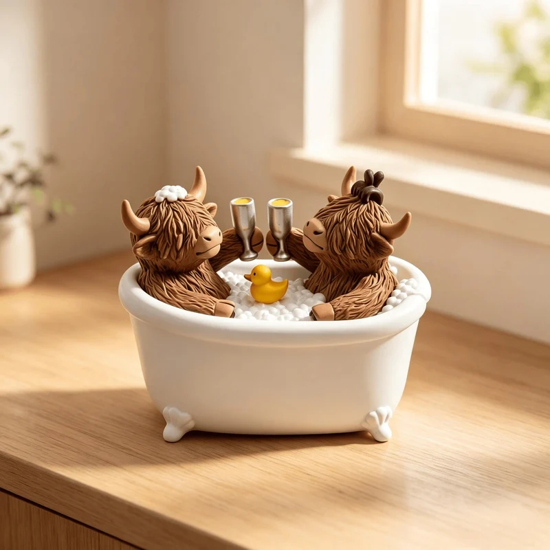 Decoration figure bathing highland cattle Stornfield