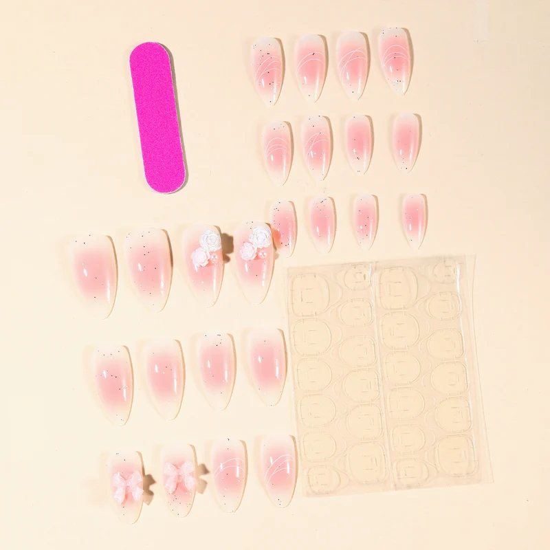 Elegante 3D Schleifenakzent Nagelkunstverlängerungen Karnz