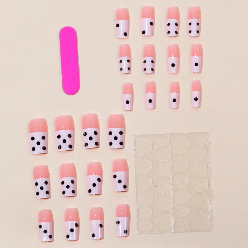 Dekorative Polka Dot French Tip Nagelverlängerungen Karnz